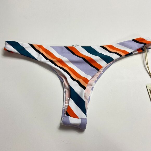 NWT MAAJI SCAPE OF LOVE BIKINI BOTTOM Lavender Floral Striped Cheeky Large L - Picture 11 of 12
